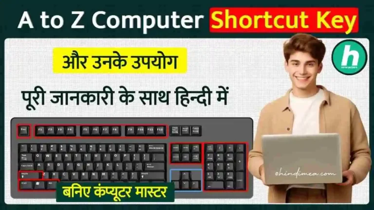 कंप्यूटर की A to Z Shortcut Keys